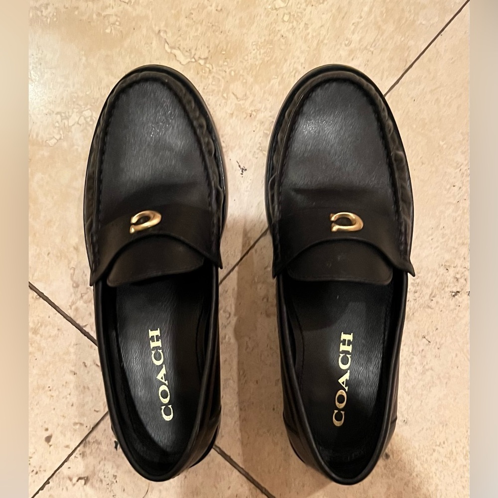 Coach Black Leather Slip-On Loafers. Beautiful condition.